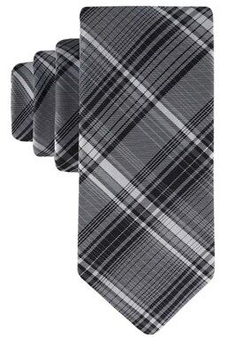 Calvin Klein Mens Delia Plaid Tie Black White ONE SIZE